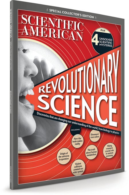 Scientific American Revolutionary Science Type Cover with female shouting.